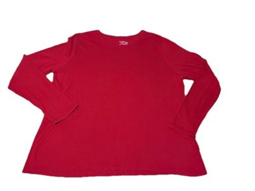 Time and Tru Women's Red Long Sleeve Crew Neck T-Shirt Size XXL 20 Cotton